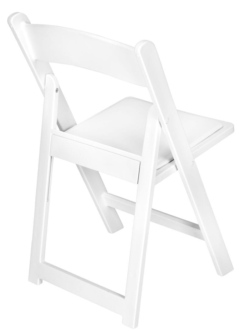 White Resin Folding Chair with Slatted & Padded Seat - 2N1 by Chivari