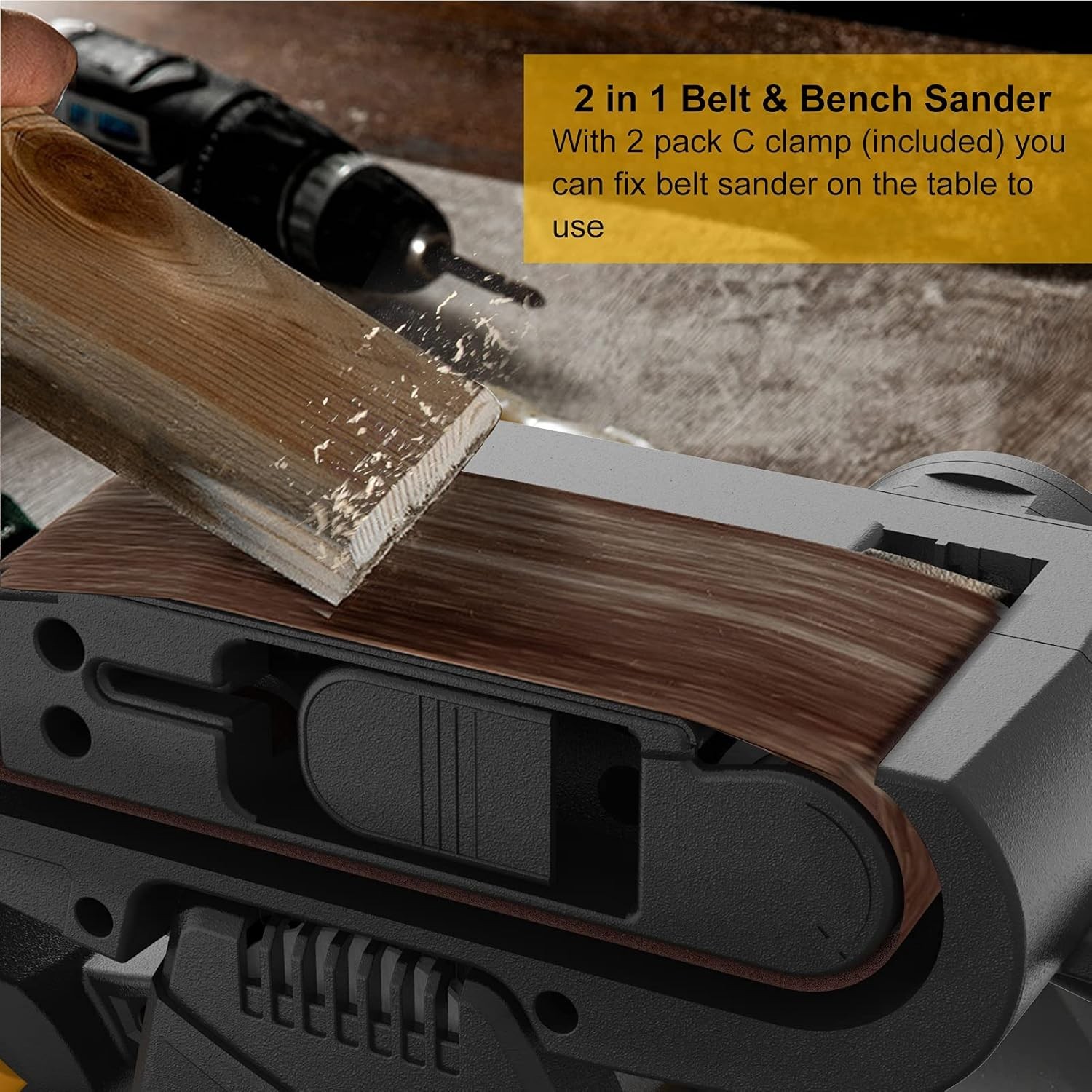 3 × 21-Inch Belt Sander with Dust Bag, 7Amp Sander Machine with Variable-spee...