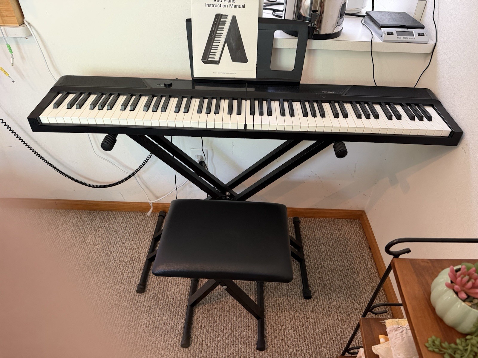 Terence V50 Folding Keyboard w/ Bluetooth 88 Weighted Keys 30W Speaker