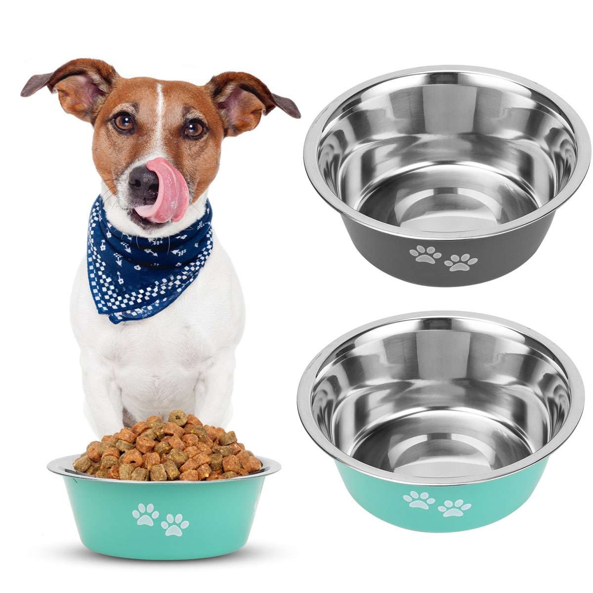 29oz Non Slip Stainless Steel Dog Puppy Pet Animal Feeding Food Water Bowl