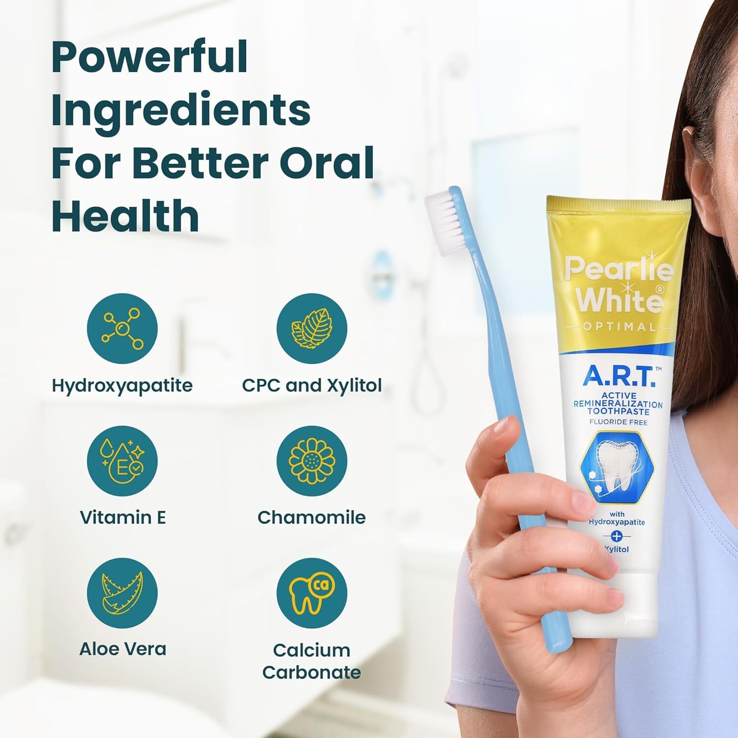 Pearlie White Active Remineralization Toothpaste - Fluoride Free 3.8oz, 110gm