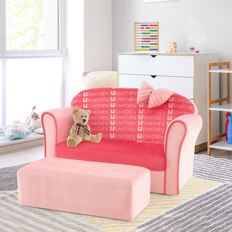 Kids Play Loveseat Sofa Couch Lounge sofa playroom Gift Toddlers with Ottoman