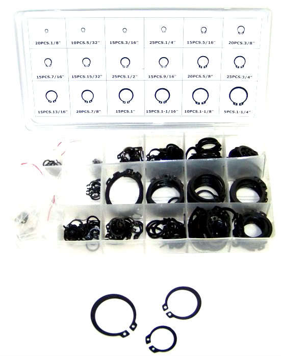 300 pc Snap Ring Assortment Retaining Snap Hook Ring C Clips External Circlip