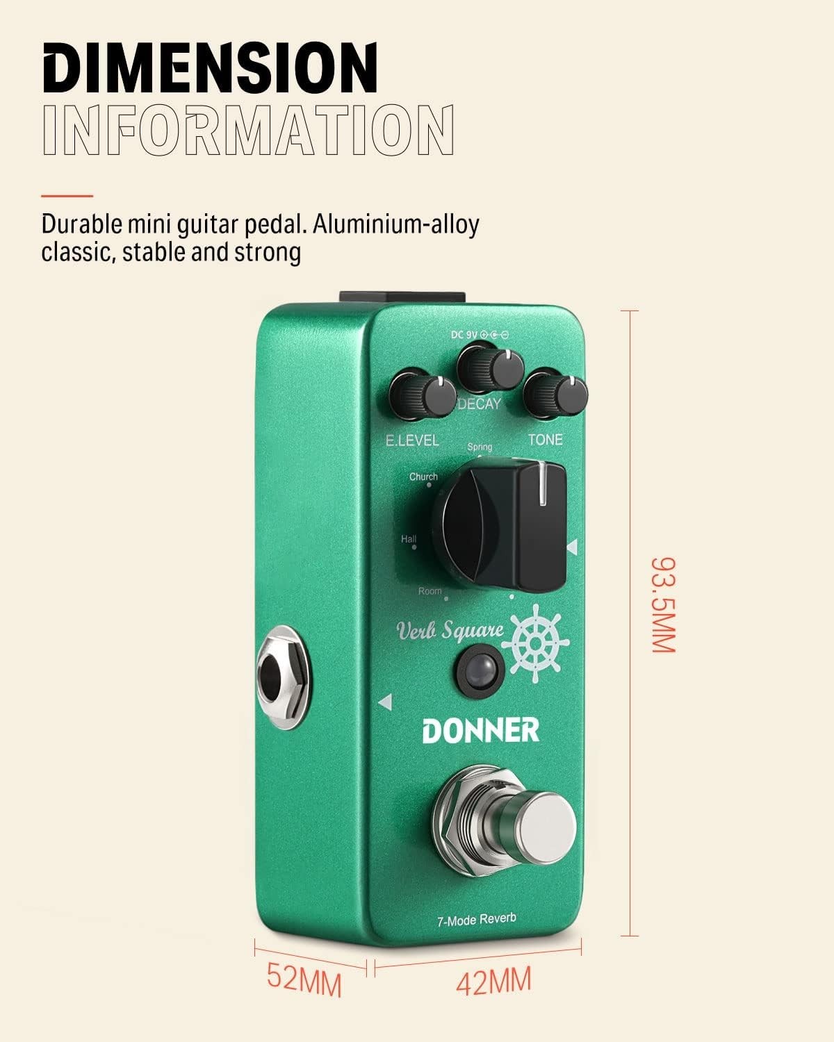 Donner Verb Square Digital Reverb Pedal 7 Modes READ DESCRIPTION