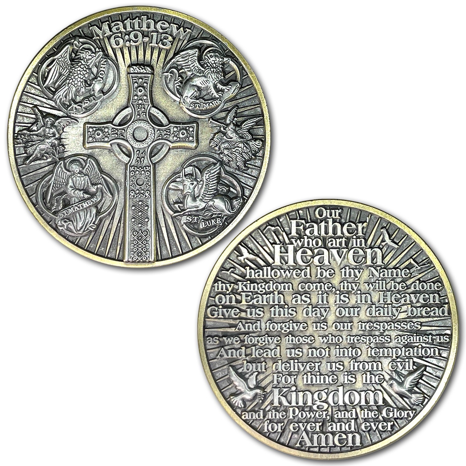 The Lord's Prayer Matthew 6:9-13 Collectible Charm Prayer Coin