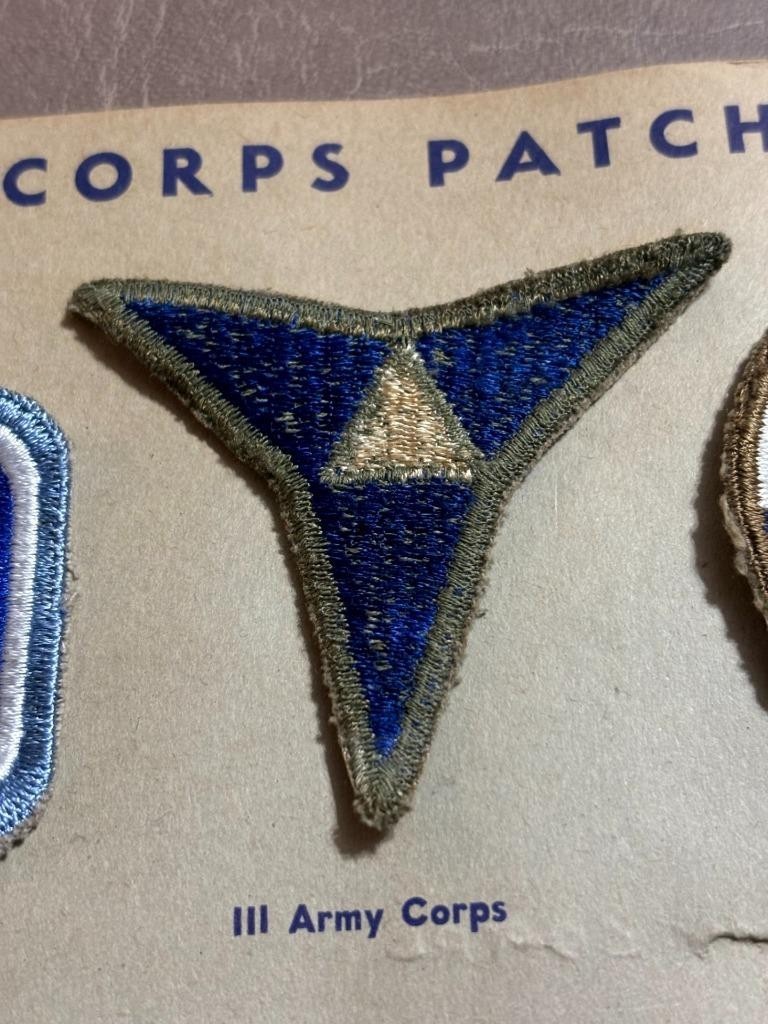 G W Lawrence Collection US Army 3rd Corps OD Border Greenback Patch Inv 17-3