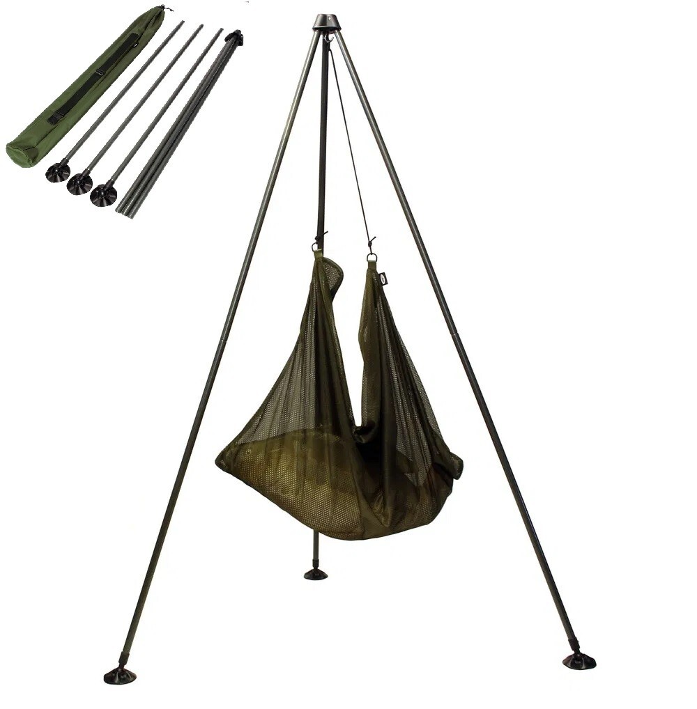 NGT Carp Fishing Weighing Tripod  Weigh Tripod Mud Feet Case + Sling