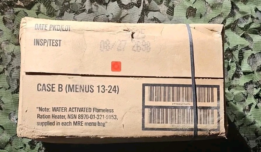 MRE Ready To Eat - Case of 12 Meals B Case. Inspection Test Date 08  2027