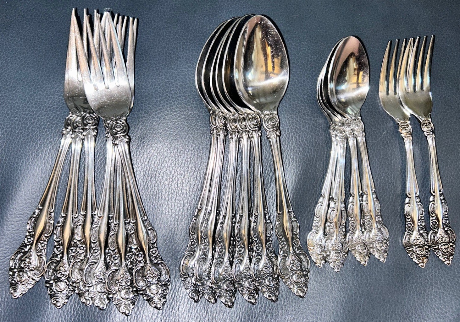VTG 24PC Lifetime Cutlery ROSE FLORAL SS Flatware Fork Spoon Knife Japan