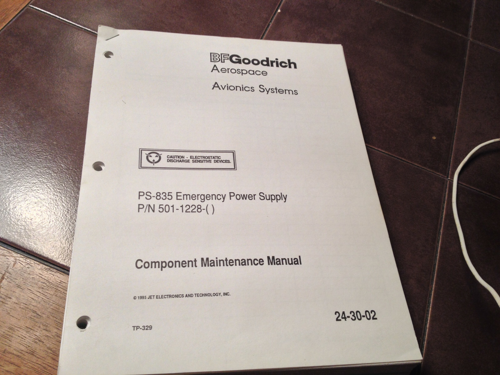BFGoodrich JET PS-835 Emergency Power Supply Component Maintenance Manual