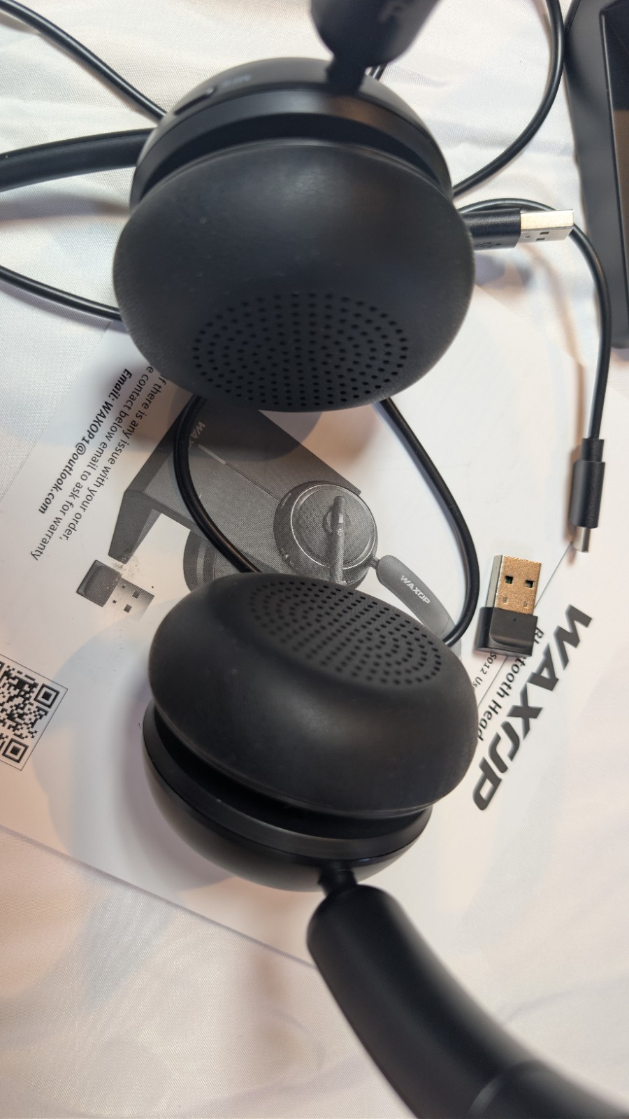 Waxop Wireless Headset For Work With Microphone And Noise Cancelling Black