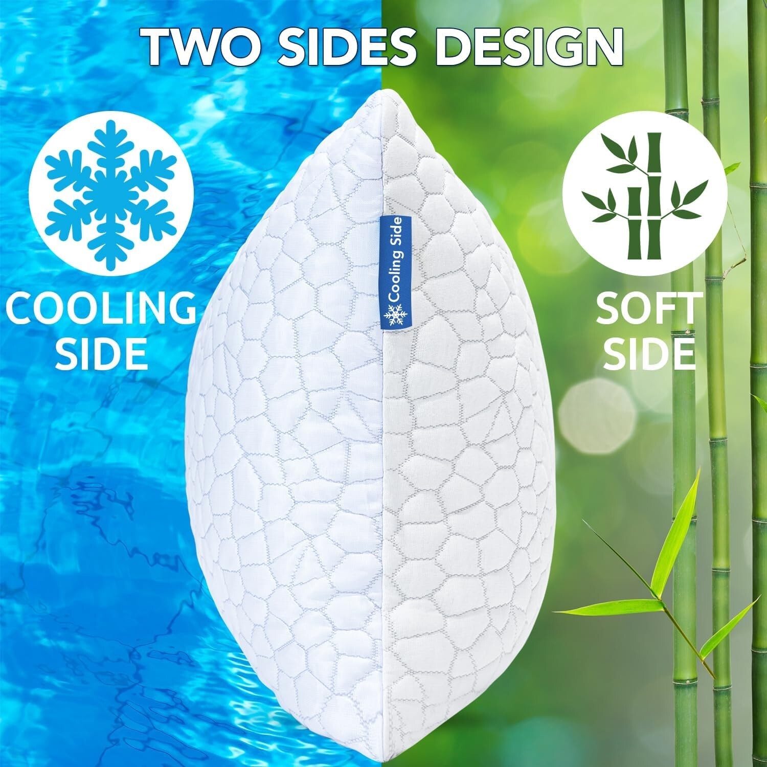 Cooling Pillows for Sleeping 2 Pack, Shredded Memory Foam Bed Pillows Queen Size