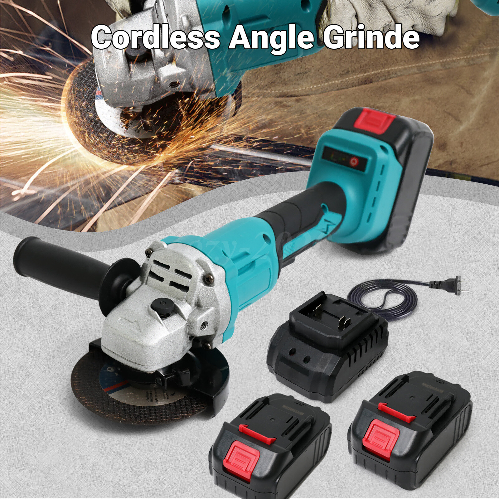 21V Cordless Angle Grinder Cutting Brushless Detail Sander W/ 2 Battery 9000 RPM
