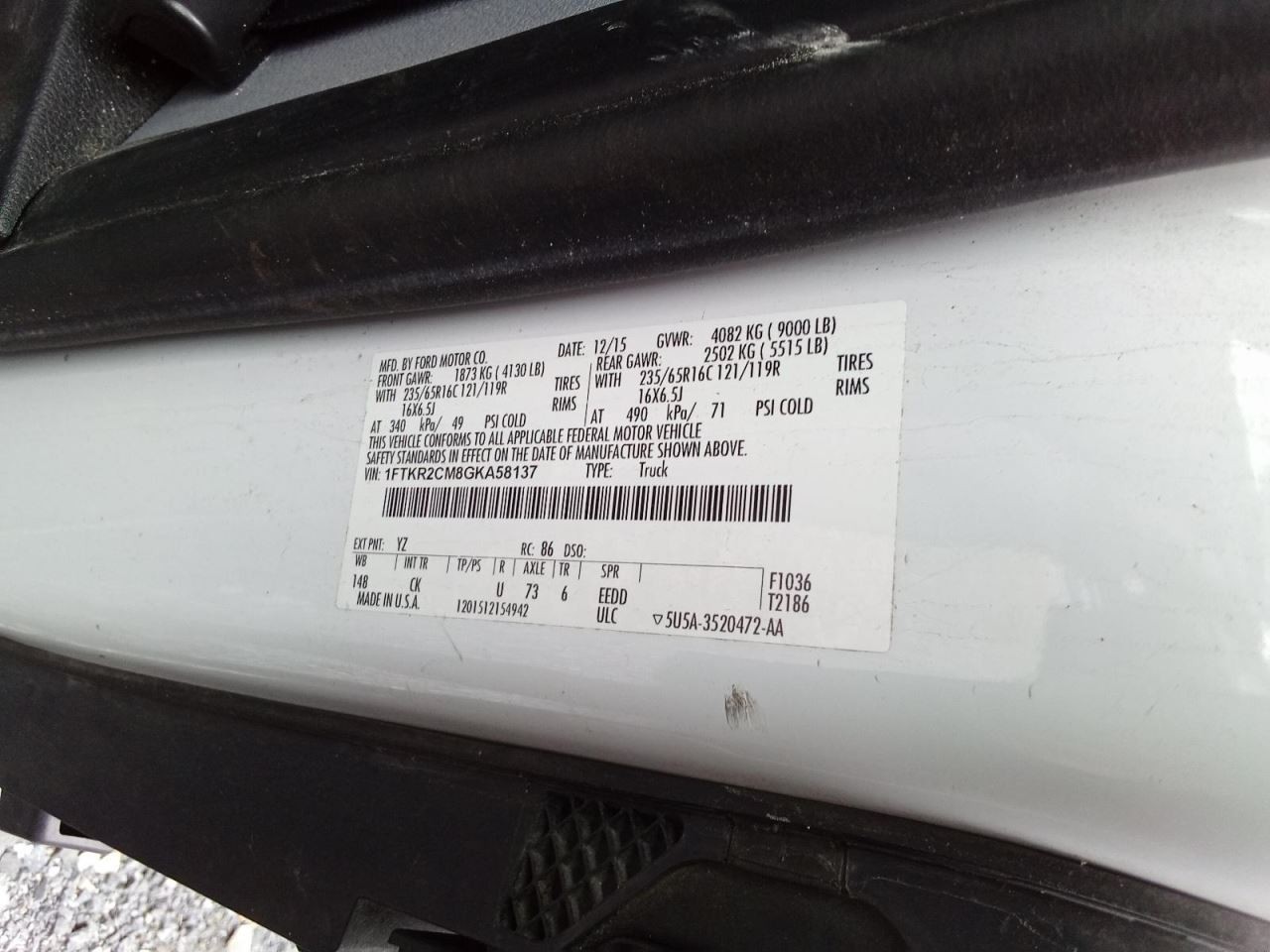 Camera/Projector Front Windshield Mounted Fits 15-19 TRANSIT 150 847102