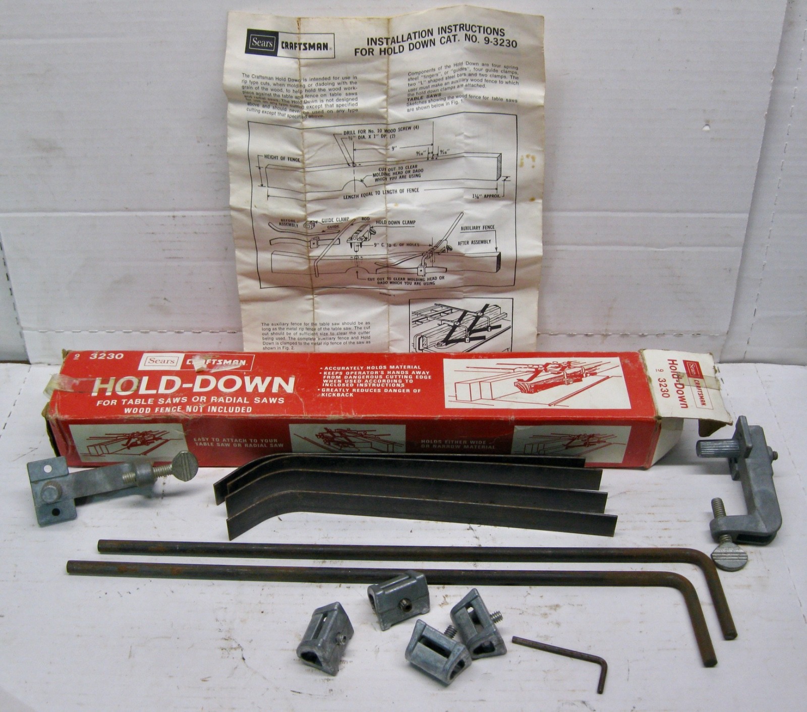 Craftsman #9-3230 hold down set NIB with instructions