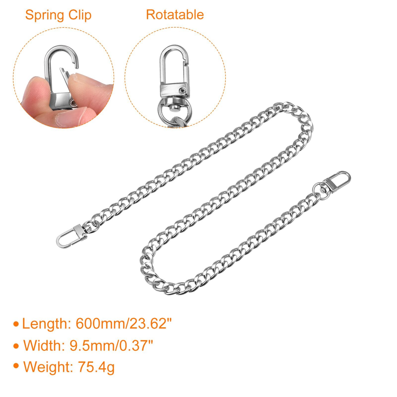 Iron Flat Chain Strap 24" Handbag Chains Purse Straps DIY Replacement Silver