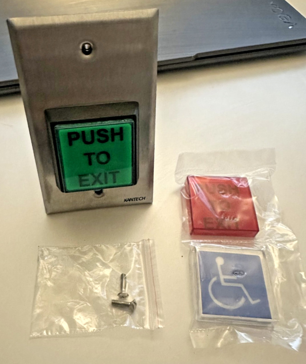 NEW SECURITRON PB22 Stainless Steel Push to Exit Button, DPST, Momentary, 5A