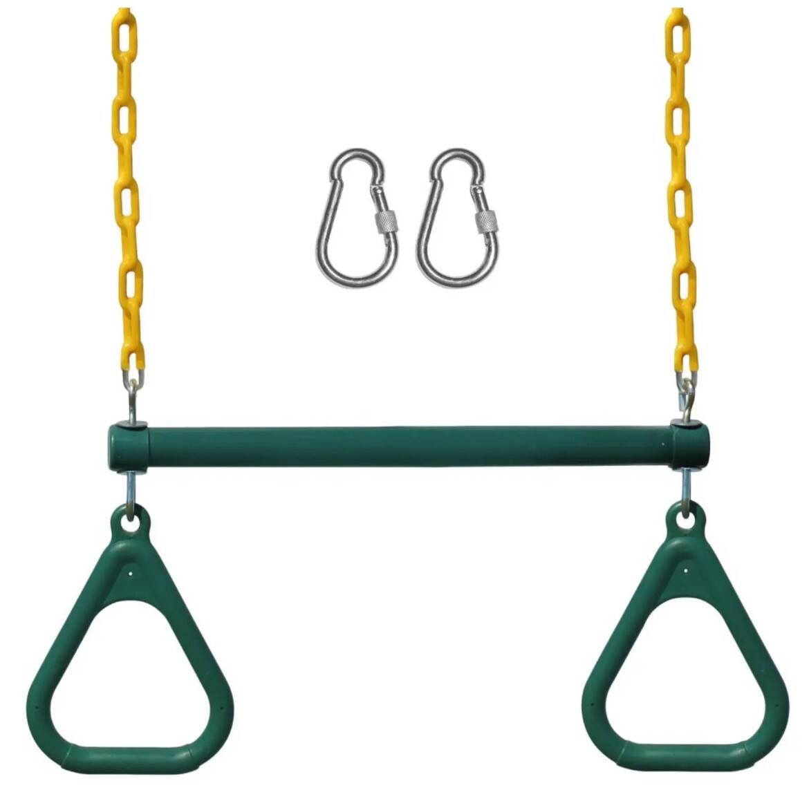 Jungle Gym Kingdom Trapeze Swing Bar with Heavy Duty Chain & Locking Carabiners