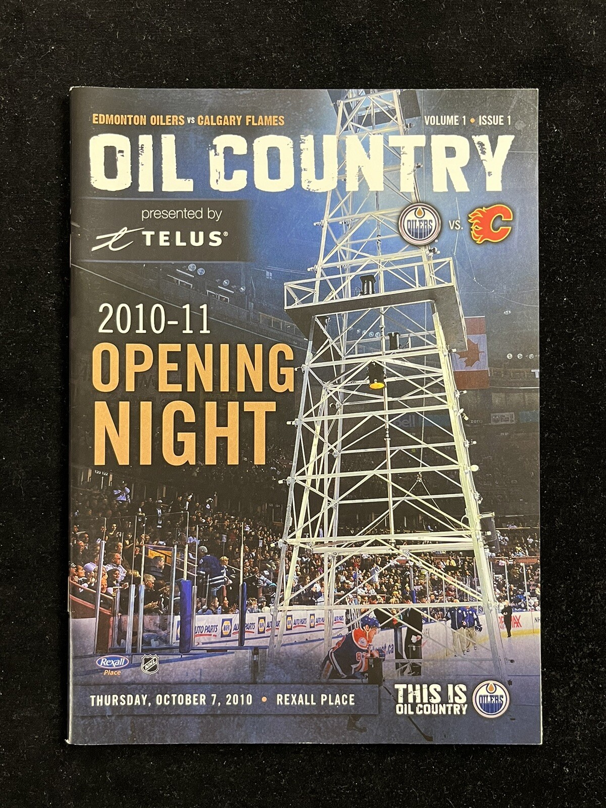 TAYLOR HALL JORDAN EBERLE TJ BRODIE NHL DEBUT PROGRAM OILERS vs FLAMES 2010-11