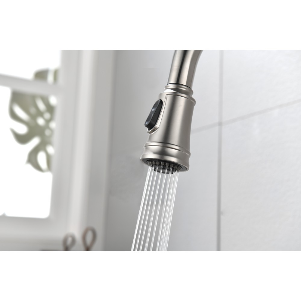Single Handle High Arc Pull Out Kitchen Faucet Single Level Stainless Steel