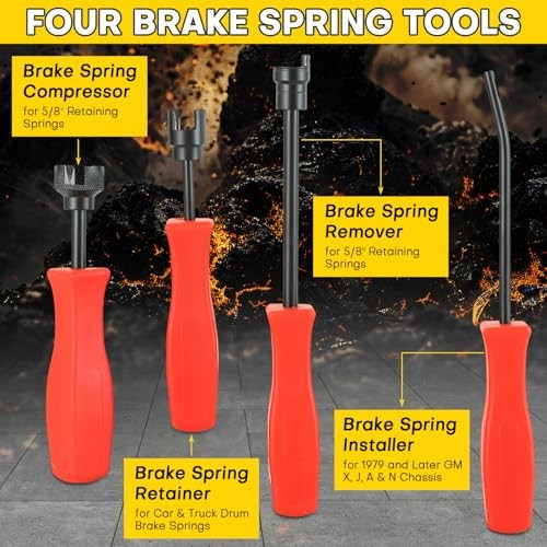 8PCS Drum Brake Tool Kit | Drum Brake Tool, Drum Brake Spring Tool, Red