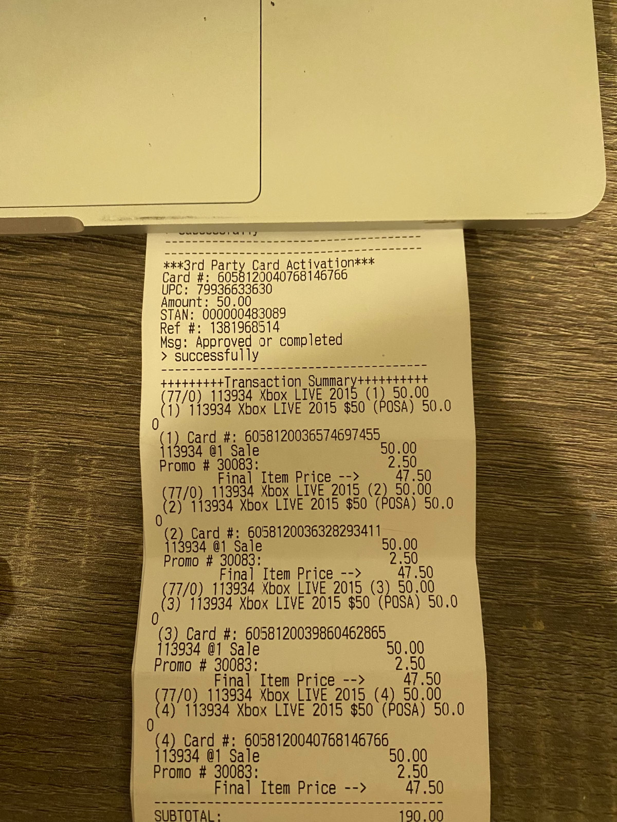 $50 Xbox Live Gift Card (unredeemed)