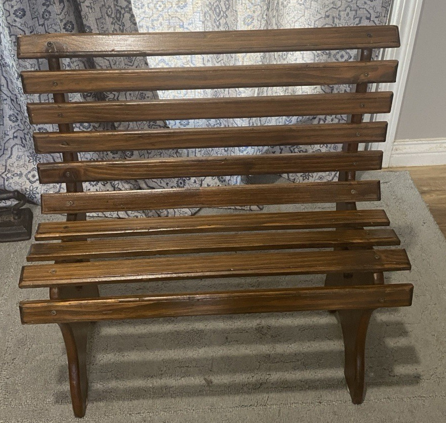 Hand Crafted Wooden Doll Park Bench, Wood Settee, Bench Country Decor 24" wide