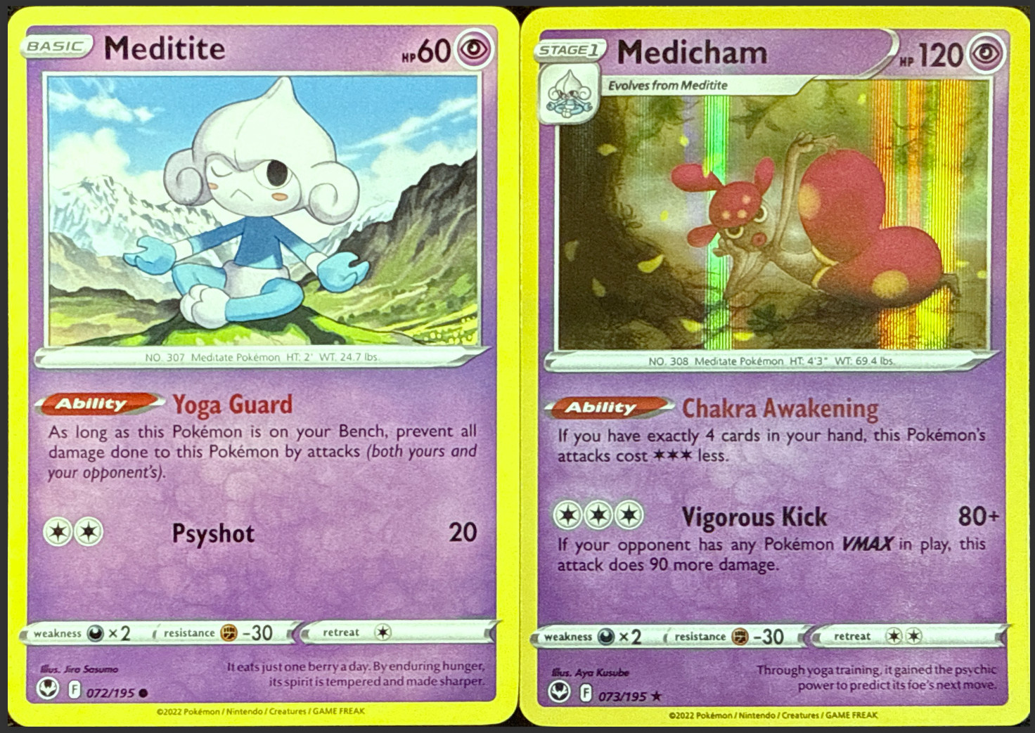 Meditite 072/195 + Medicham 073/195 - Evolution Set - Silver Tempest - NM/M