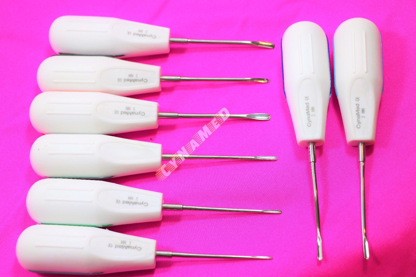 Dental Luxating Elevator Tooth Extraction Tools 8 Pcs, Straight Curved & Angled