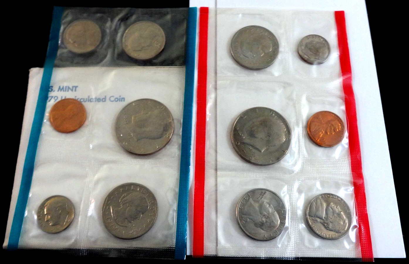 1979-P&D-MINT SET-WITH TWO MINTSTATE-KENNEDY HALVES-  and 2 SBA'S-DOLLARS#4288.