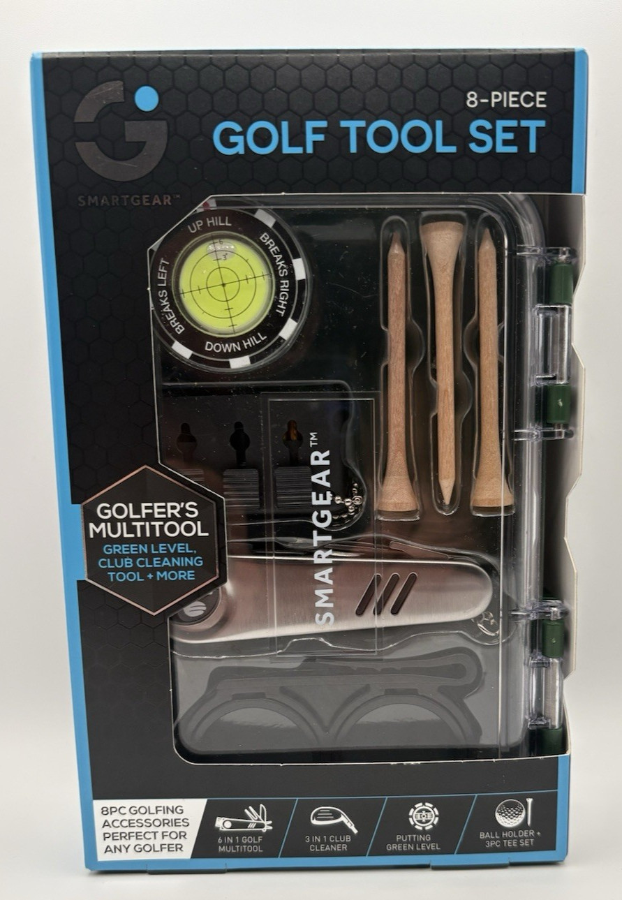 Smartgear 8-Piece Golf Tool Set Black/Blue w/ Watertight Carry Case