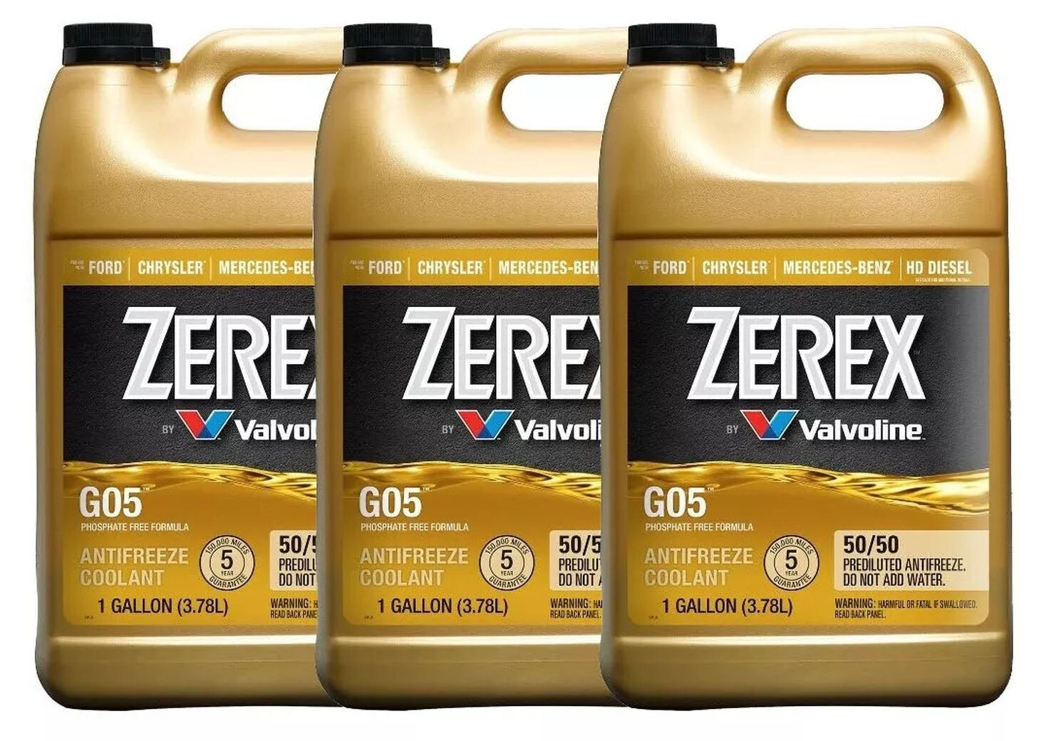 x3 GALLON PACK ZEREX YELLOW Coolant Antifreeze Fluid For ACURA HONDA MAZDA SAAB