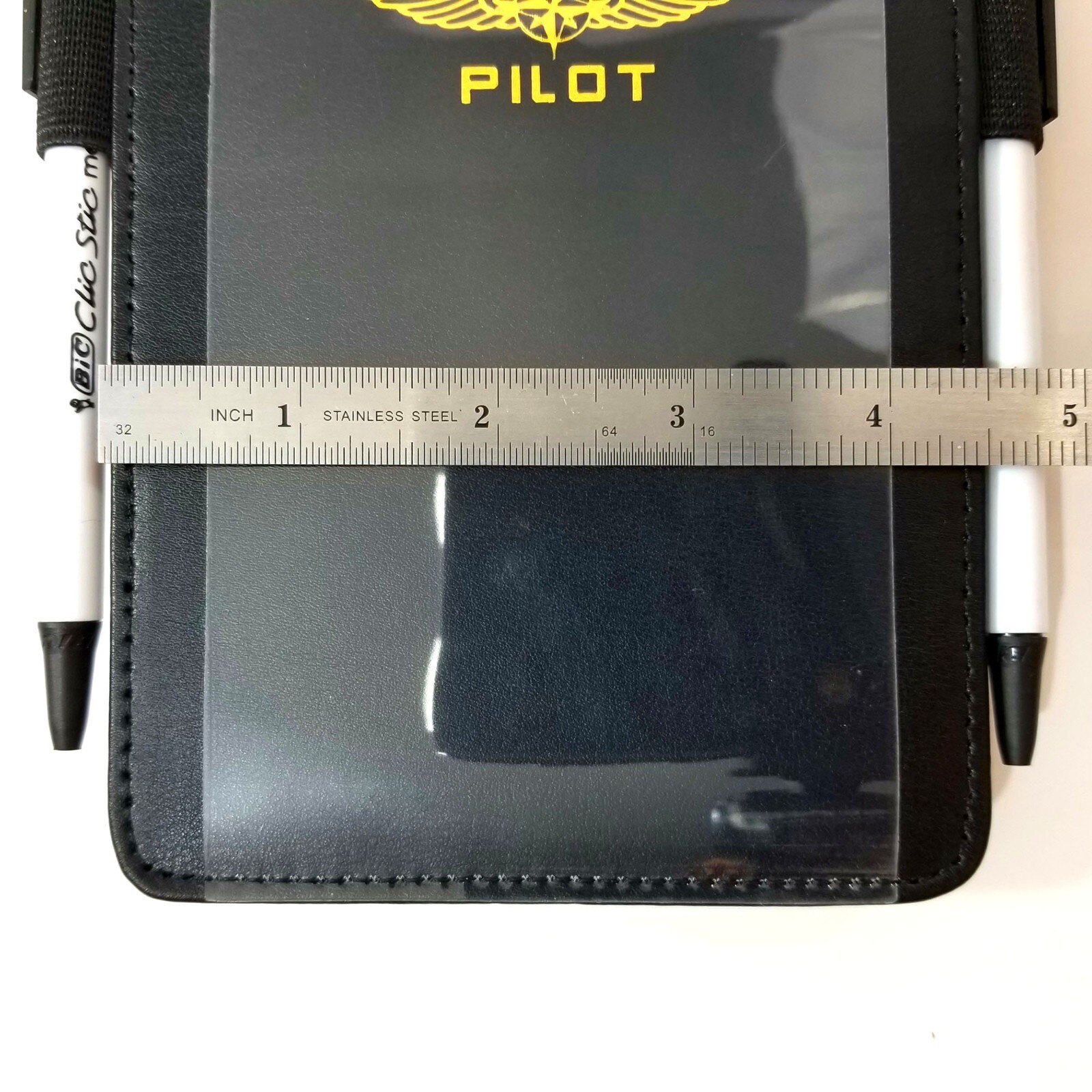 DESIGN 4 PILOTS® Compact Pilot's Kneeboard — Black Eco-Leather w/ Velcro Strap
