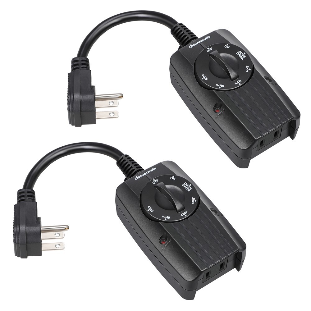 DEWENWILS 2x Outdoor Outlet Timer Switch Plug in Dusk to Dawn Countdown Timer