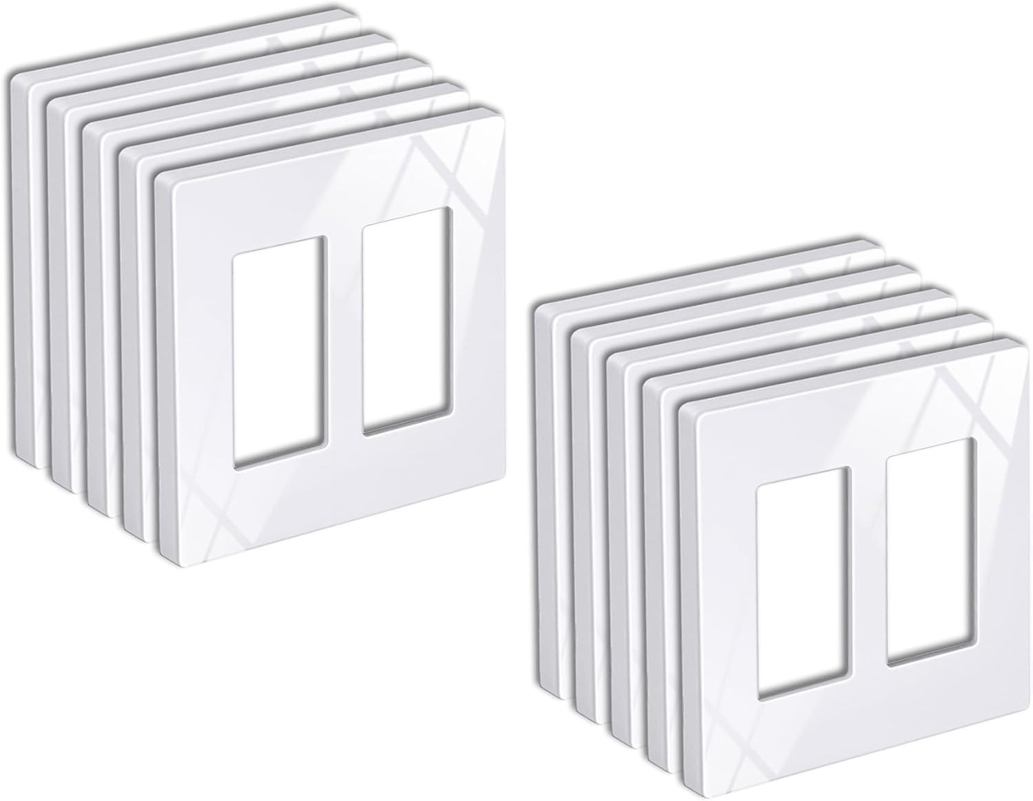10 Pack 2-Gang Screwless Decorative Wall Plate, USWP6 Snow White Series, Decorat