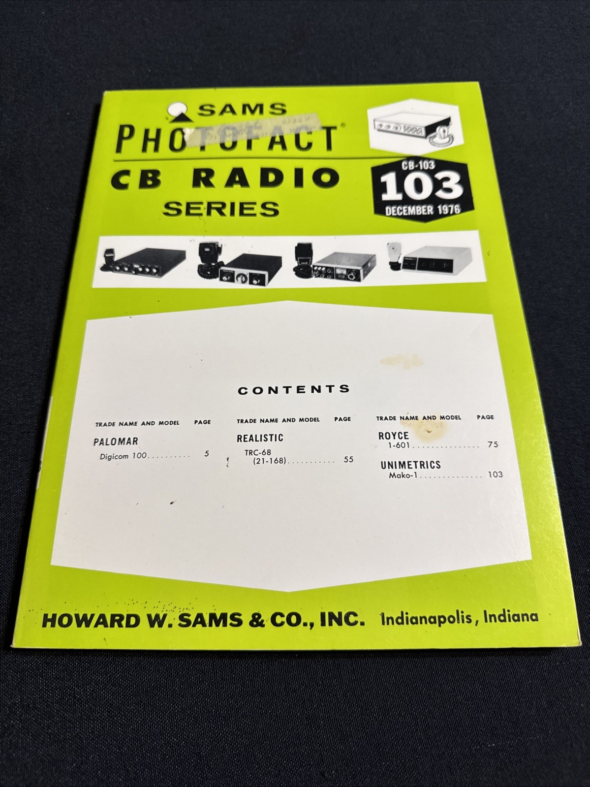 SAMS Photofact CB Radio Series Manual CB 103 December 1976