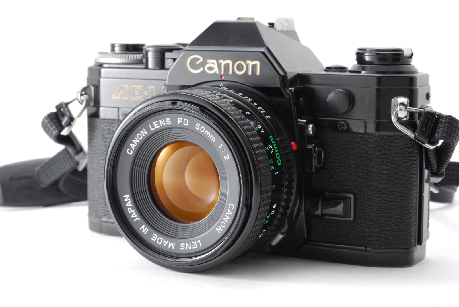 [N-Mint] Canon AE-1 Black 35mm SLR + New FD 50mm f/2 Lens From Japan #0216