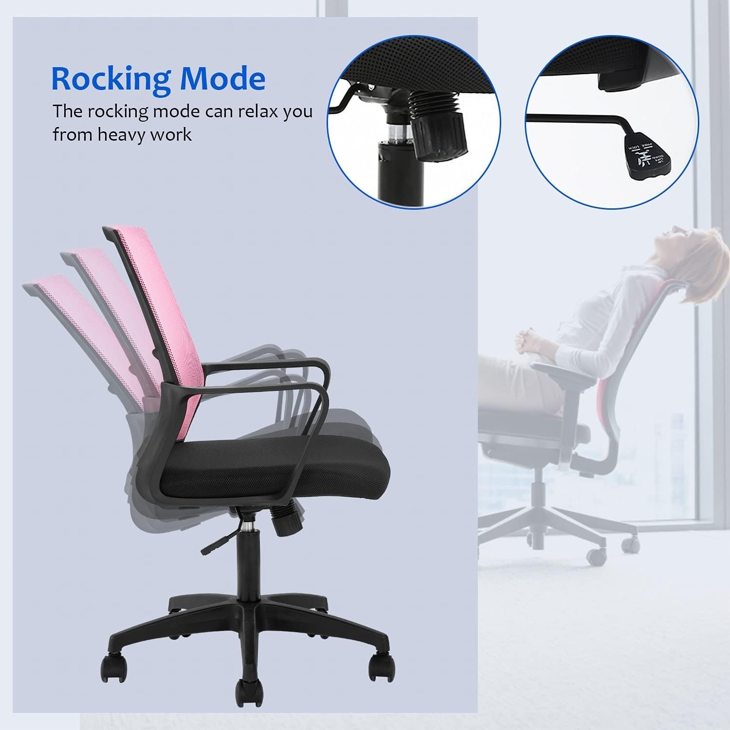 Versatile Pink Task Chair with Lumbar Support - Perfect for Home or Office