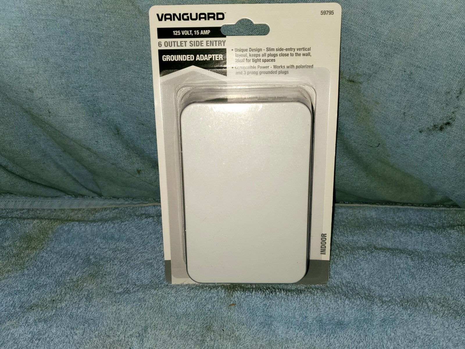 NEW WHITE SIDE ENTRY 6-WAY ELECTRICAL SOCKET OUTLET IN-WALL TAP ADAPTER