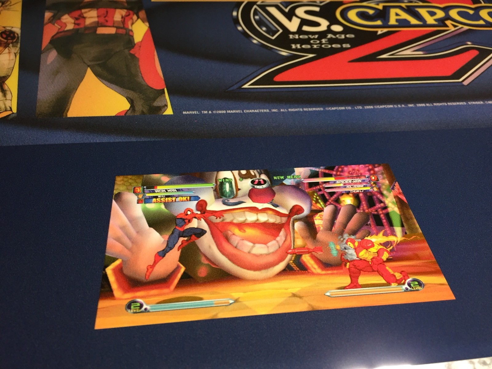 Marvel vs Capcom 2 Big Blue Dynamo Arcade Marquee 27" x 15.5"