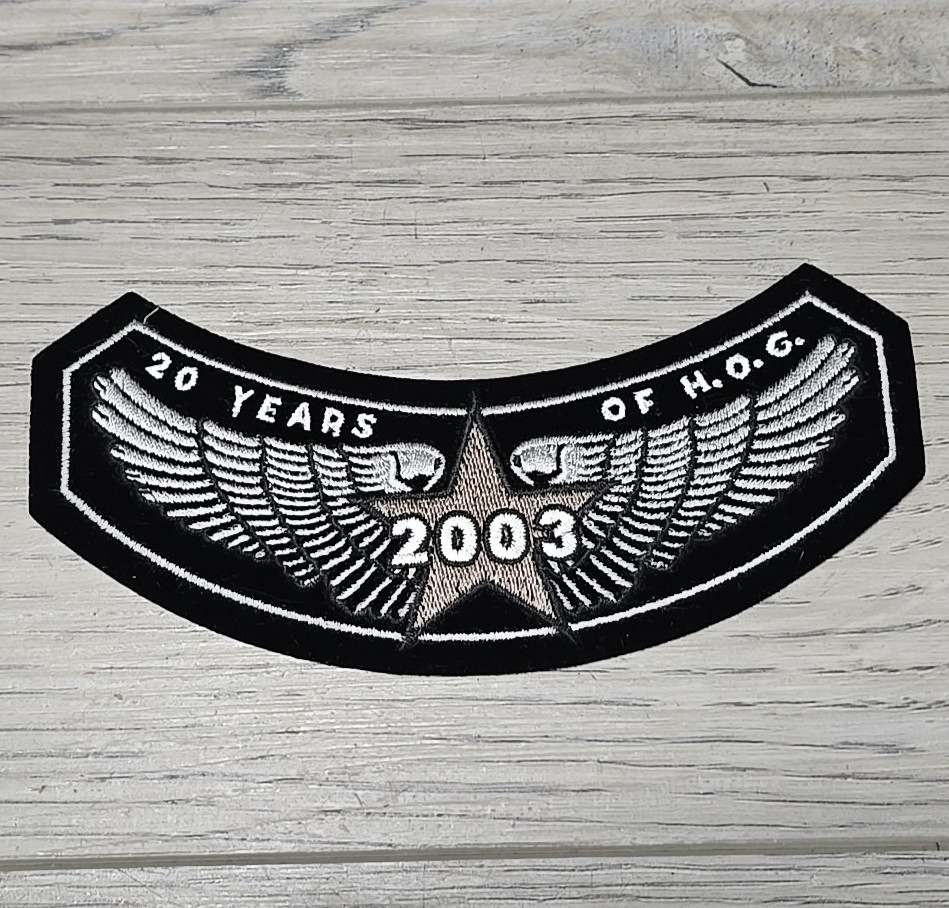 Vtg 2003 HOG Harley Owners Group 20th Anniversary Star Wing Rocker Patch 20 Yrs