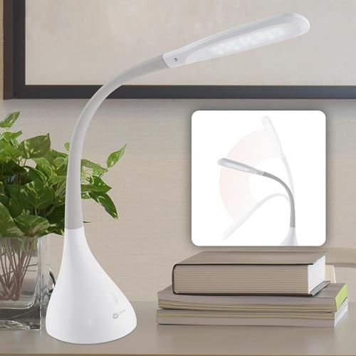 LED Desk Lamp with Adjustable Neck, Creative Curves () - 2.1A USB White/Grey
