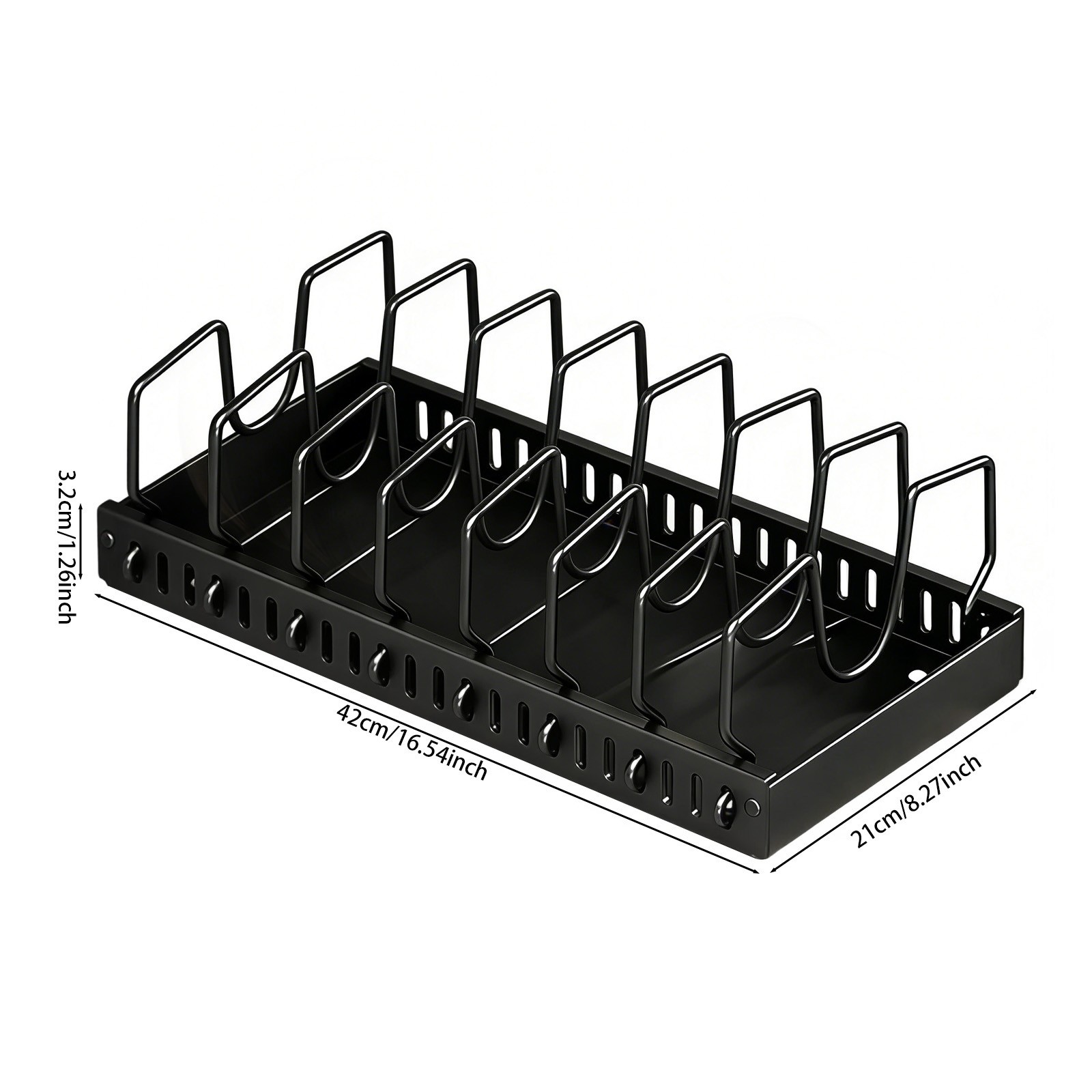 Kitchen Pans Organizer, Pull Out 8-Partition Pans Organizer with Slide Rails