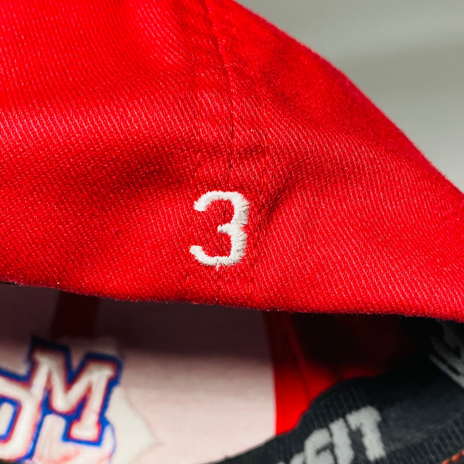 Flexfit MC Baseball Cap Red Fitted Size S M Baseball Stitch Logo Adjustable Hat