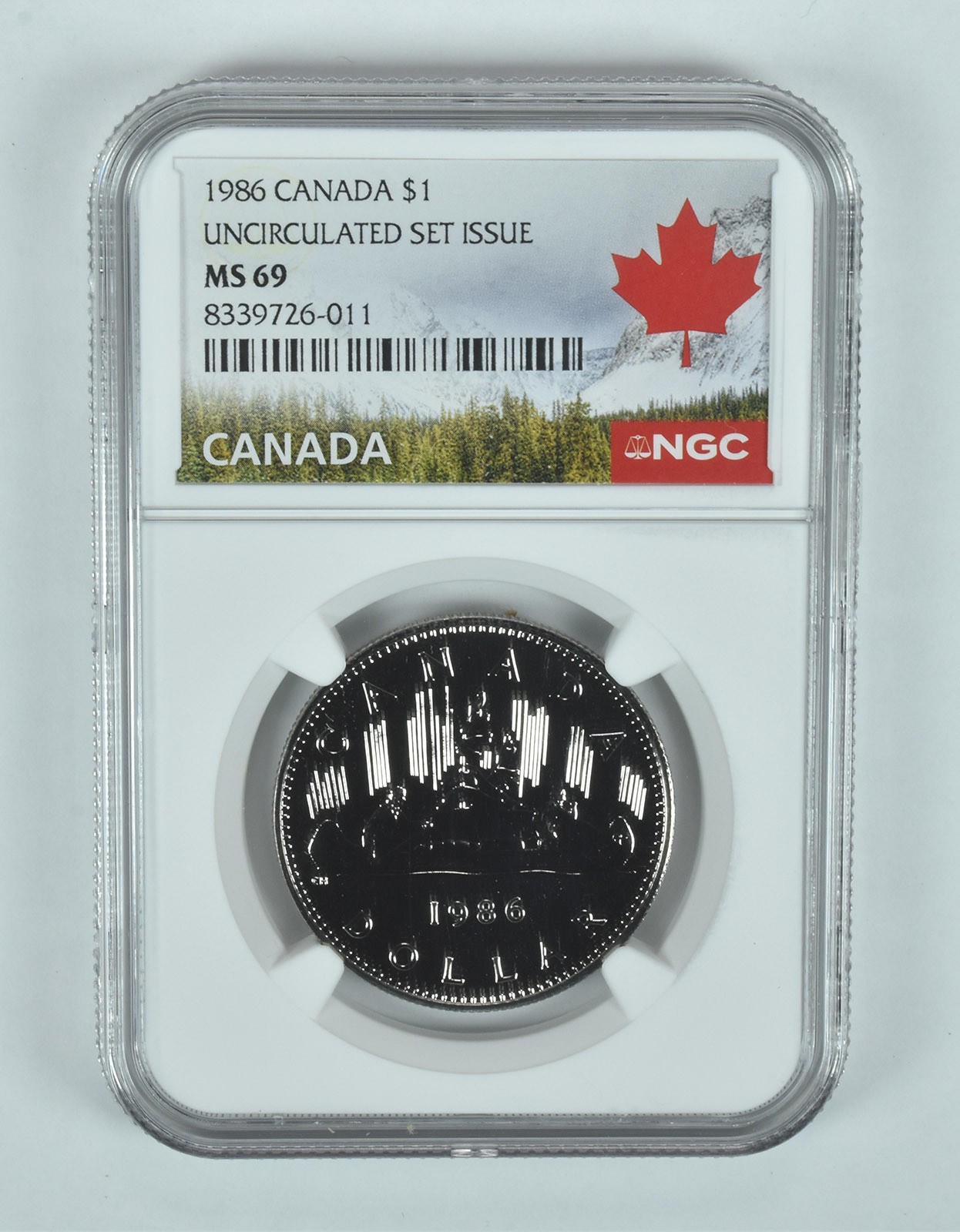 1986 Canada 1 Dollar Voyageur Unc Set Issue MS69 NGC Canada Label