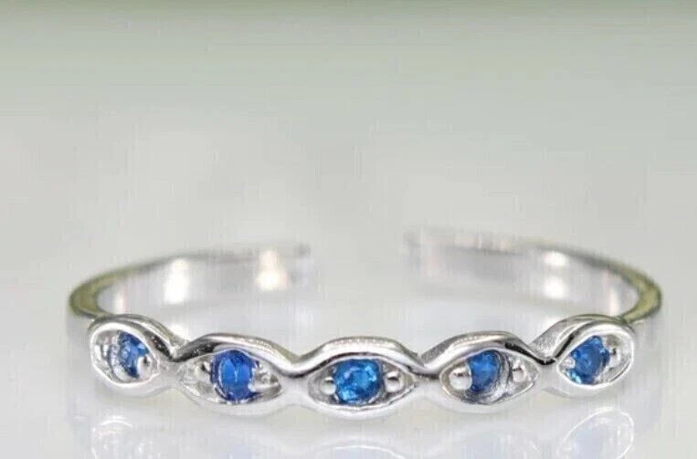 Lab Created Sapphire Women's Adjustable Toe Ring Solid Metal 925 Sterling Silver