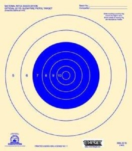 B-16 [blue] 25 Yard Slow Fire Pistol Target (50) Tagboard -blue bull's eye.