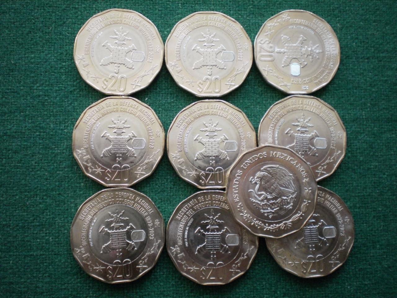 1923-2023 Mexico 20 Pesos 100 th Anniv. Heroico Colegio Militar BU lot of 10