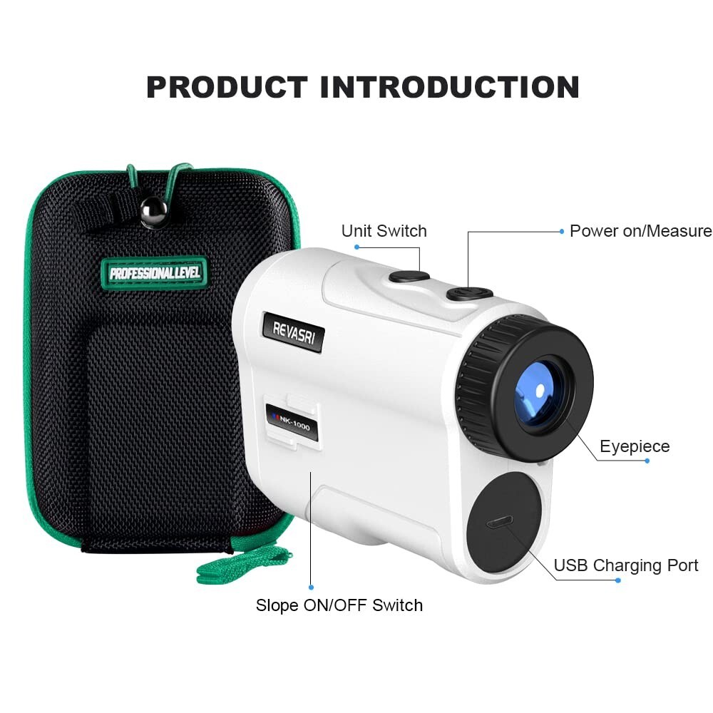 Golf Rangefinder with Slope and Pin Lock Vibration, rechargeable battery, 1000y