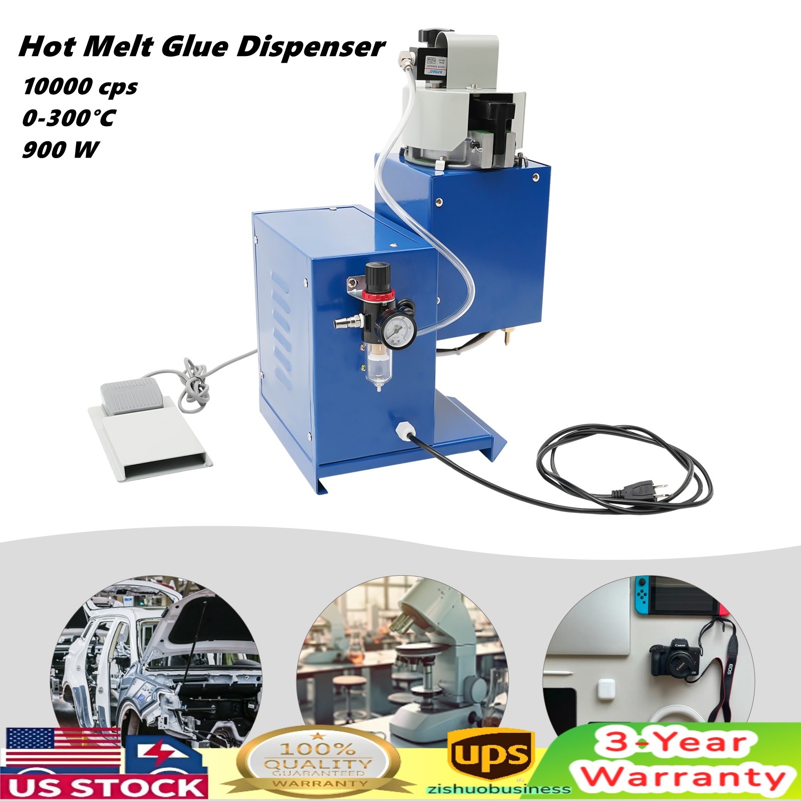 Adhesive Dispenser Hot Melt Glue Dispensers 0-300°C Gluing Machine 110V
